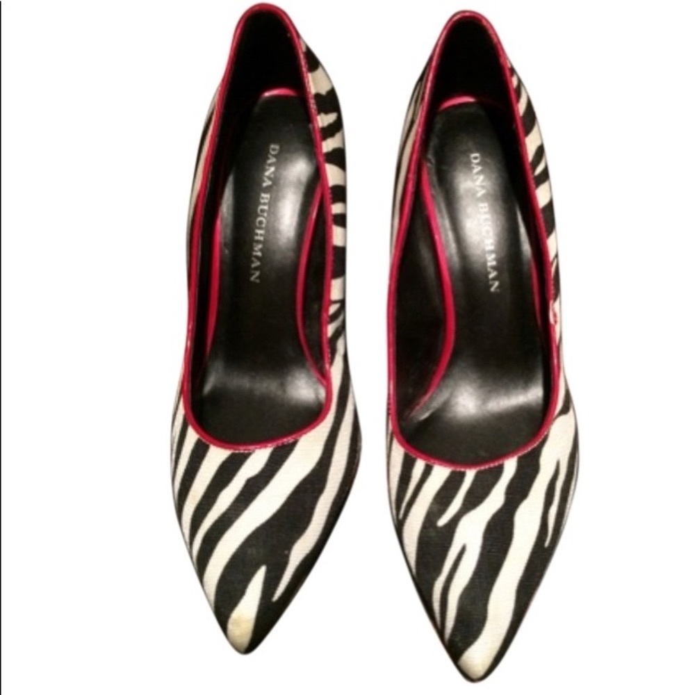 Dana Buchman Black/ White/ Red Linen Zebra Print